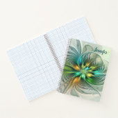 Farbenfrohe Fantasie Abstrakte Blume Fraktal Notizblock (Innenseite)