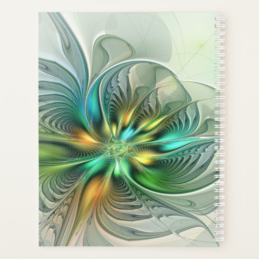 Farbenfrohe Fantasie Abstrakte Blume Fraktal Planer (Rückseite)
