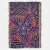 Farbenfrohe Fantasie Abstrakte Trippy Lila Fraktal Decke (Vorderseite Vertikal)