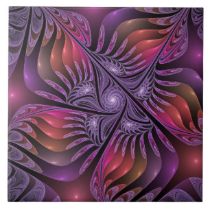 Farbenfrohe Fantasie Abstrakte Trippy Lila Fraktal Fliese