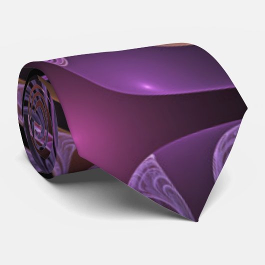 Farbenfrohe Fantasie Abstrakte Trippy Lila Fraktal Krawatte (Gerollt)