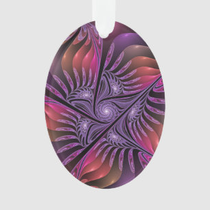 Farbenfrohe Fantasie Abstrakte Trippy Lila Fraktal Ornament