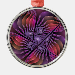 Farbenfrohe Fantasie Abstrakte Trippy Lila Fraktal Ornament Aus Metall