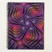Farbenfrohe Fantasie Abstrakte Trippy Lila Fraktal Planer (Vorderseite)