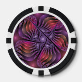 Farbenfrohe Fantasie Abstrakte Trippy Lila Fraktal Pokerchips (Vorderseite)