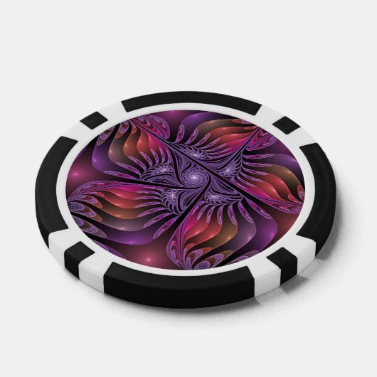 Farbenfrohe Fantasie Abstrakte Trippy Lila Fraktal Pokerchips (Einzeln)
