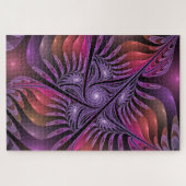Farbenfrohe Fantasie Abstrakte Trippy Lila Fraktal Puzzle (Horizontal)