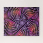 Farbenfrohe Fantasie Abstrakte Trippy Lila Fraktal Puzzle (Horizontal)