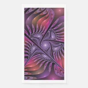 Farbenfrohe Fantasie Abstrakte Trippy Lila Fraktal Serviette