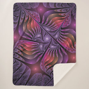 Farbenfrohe Fantasie Abstrakte Trippy Lila Fraktal Sherpadecke