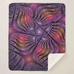 Farbenfrohe Fantasie Abstrakte Trippy Lila Fraktal Sherpadecke