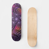 Farbenfrohe Fantasie Abstrakte Trippy Lila Fraktal Skateboard (Vorderseite)