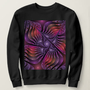 Farbenfrohe Fantasie Abstrakte Trippy Lila Fraktal Sweatshirt