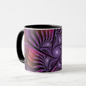 Farbenfrohe Fantasie Abstrakte Trippy Lila Fraktal Tasse (Vorderseite Links)