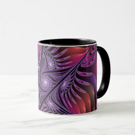Farbenfrohe Fantasie Abstrakte Trippy Lila Fraktal Tasse