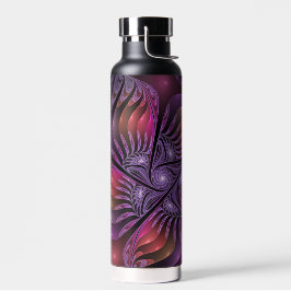 Farbenfrohe Fantasie Abstrakte Trippy Lila Fraktal Trinkflasche