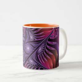 Farbenfrohe Fantasie Abstrakte Trippy Lila Fraktal Zweifarbige Tasse
