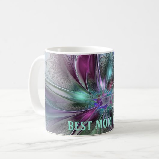 Farbenfrohe Fantasie Abstraktes Fraktal Blume Best Kaffeetasse (Vorderseite Links)
