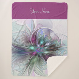 Farbenfrohe Fantasie Abstraktes Fraktal Blume Name Sherpadecke