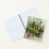 Farbenfrohe Fantasie Abstraktes Fraktal Blume Notizblock (Innenseite)