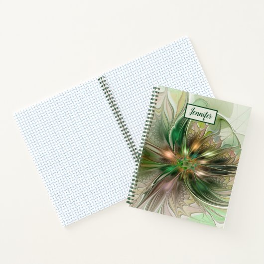 Farbenfrohe Fantasie Abstraktes Fraktal Blume Notizblock (Innenseite)