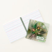 Farbenfrohe Fantasie Abstraktes Fraktal Blume Notizblock (Innenseite)