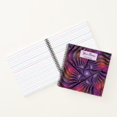 Farbenfrohe Fantasie Abstraktes Lila Fraktal Name Notizblock (Innenseite)