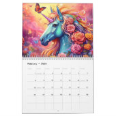 Farbenfrohe Fantasie Einhorn neues Jahr Kalender (Feb 2026)