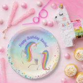 Farbenfrohe Fantasie Einhorn Pappteller (Party)