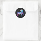 Farbenfrohe Fantasie Galaxy Magical Unicorn Runder Aufkleber (Tasche)
