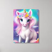Farbenfrohe Fantasie Kawaii Unicorn Leinwanddruck (Vorderseite)