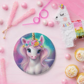 Farbenfrohe Fantasie Kawaii Unicorn Pappteller (Party)