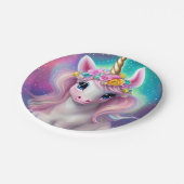 Farbenfrohe Fantasie Kawaii Unicorn Pappteller (Schrägansicht)