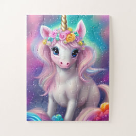 Farbenfrohe Fantasie Kawaii Unicorn Puzzle