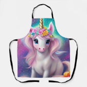 Farbenfrohe Fantasie Kawaii Unicorn Schürze (Vorderseite)
