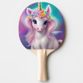 Farbenfrohe Fantasie Kawaii Unicorn Tischtennis Schläger (Vorderseite)