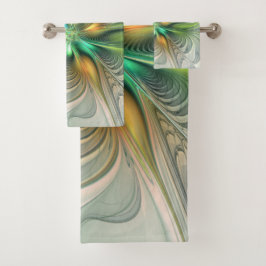 Farbenfrohe Fantasie Moderne Abstrakte Blume Frakt Badhandtuch Set