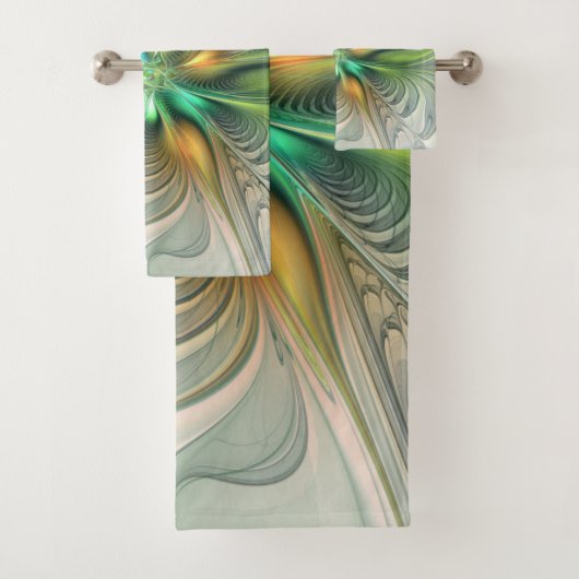 Farbenfrohe Fantasie Moderne Abstrakte Blume Frakt Badhandtuch Set (Insitu)