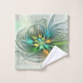 Farbenfrohe Fantasie Moderne Abstrakte Blume Frakt Badhandtuch Set (Waschlappen)