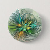 Farbenfrohe Fantasie Moderne Abstrakte Blume Frakt Button (Vorderseite)