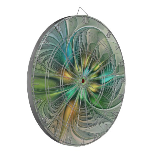 Farbenfrohe Fantasie Moderne Abstrakte Blume Frakt Dartscheibe (Vorderseite Links)