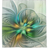Farbenfrohe Fantasie Moderne Abstrakte Blume Frakt Duschvorhang (Vorderseite)