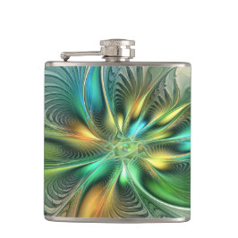 Farbenfrohe Fantasie Moderne Abstrakte Blume Frakt Flachmann