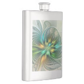 Farbenfrohe Fantasie Moderne Abstrakte Blume Frakt Flachmann (Rechts)