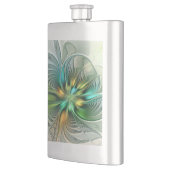Farbenfrohe Fantasie Moderne Abstrakte Blume Frakt Flachmann (Links)