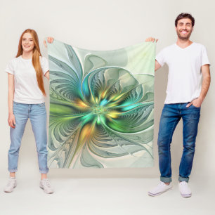 Farbenfrohe Fantasie Moderne Abstrakte Blume Frakt Fleecedecke