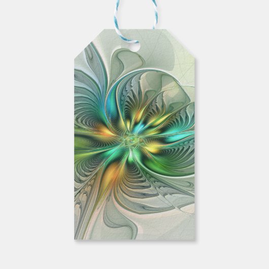 Farbenfrohe Fantasie Moderne Abstrakte Blume Frakt Geschenkanhänger (Rückseite)