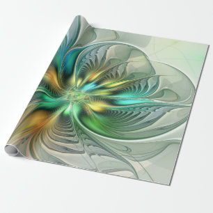 Farbenfrohe Fantasie Moderne Abstrakte Blume Frakt Geschenkpapier