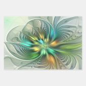 Farbenfrohe Fantasie Moderne Abstrakte Blume Frakt Geschenkpapier Set (Vorderseite)