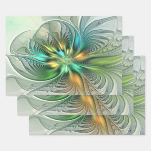 Farbenfrohe Fantasie Moderne Abstrakte Blume Frakt Geschenkpapier Set